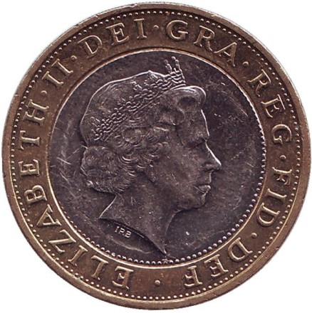 Монета 2 фунта. 2015 год, Великобритания. Старый тип. Монета 2 фунта. 2015 год, Великобритания. Старый тип.