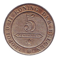 Монета 5 сантимов. 1895 год, Бельгия. (Der Belgen) Монета 5 сантимов. 1895 год, Бельгия. (Der Belgen)