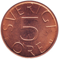 Монета 5 эре. 1984 год, Швеция. Монета 5 эре. 1984 год, Швеция.