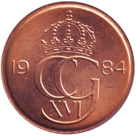 Монета 5 эре. 1984 год, Швеция.
