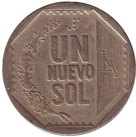 Монета 1 новый соль. 2000 год, Перу.