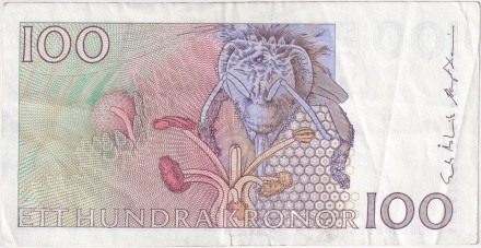 Банкнота 100 крон. 1986 год, Швеция. Карл Линней.
