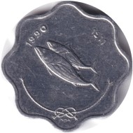 Монета 5 лари. 1990 год, Мальдивы. Монета 5 лари. 1990 год, Мальдивы.