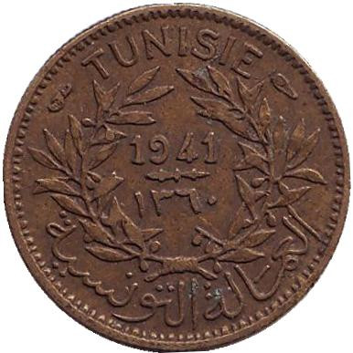 Монета 50 сантимов. 1941 год, Тунис.