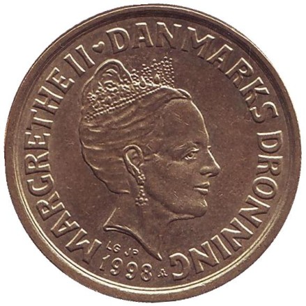 Монета 20 крон. 1998 год, Дания. Монета 20 крон. 1998 год, Дания.