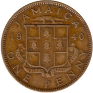 Монета 1 пенни. 1940 год, Ямайка. Монета 1 пенни. 1940 год, Ямайка.