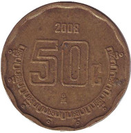 Монета 50 сентаво. 2008 год, Мексика. Монета 50 сентаво. 2008 год, Мексика.