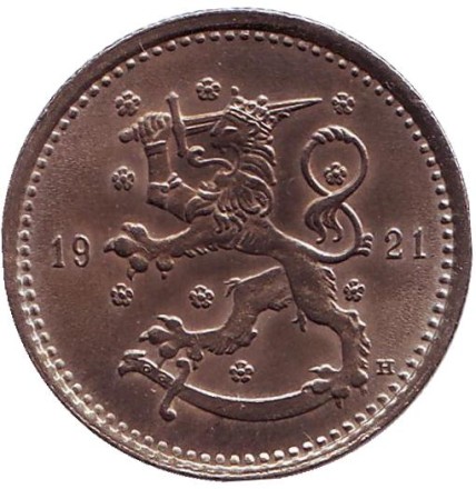 Монета 1 марка. 1921 год, Финляндия. XF-aUNC. Монета 1 марка. 1921 год, Финляндия. XF-aUNC.