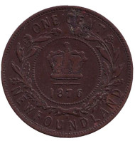 Монета 1 цент. 1876 год, Ньюфаундленд. (Канада).