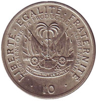 Монета 10 сантимов. 1975 год, Гаити. FAO. Монета 10 сантимов. 1975 год, Гаити. FAO.