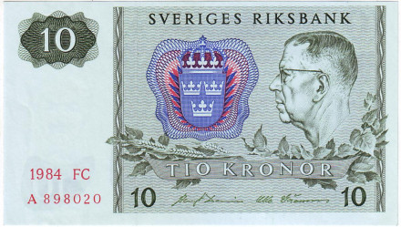 Банкнота 10 крон. 1984 год, Швеция.