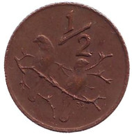 Монета 1/2 цента. 1970 год, ЮАР. Из обращения. Воробьи. Монета 1/2 цента. 1970 год, ЮАР. Из обращения. Воробьи.