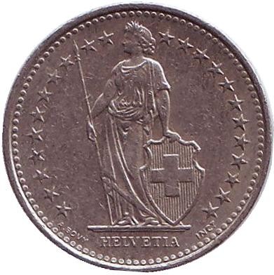 Монета 1/2 франка. 1993 год, Швейцария. Монета 1/2 франка. 1993 год, Швейцария.