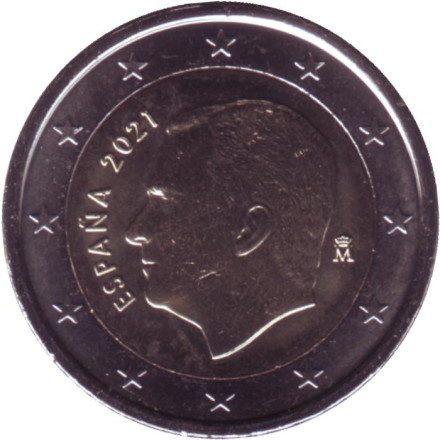 Монета 2 евро. 2021 год, Испания.