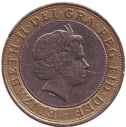 Монета 2 фунта. 2005 год, Великобритания. 60-ая годовщина окончания Второй мировой войны.