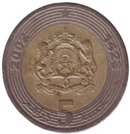 Монета 5 дирхамов. 2002 год, Марокко. Монета 5 дирхамов. 2002 год, Марокко.