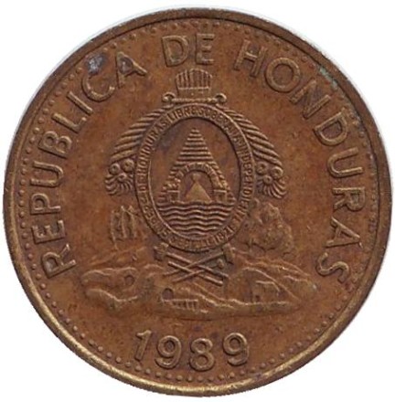 Монета 5 сентаво. 1989 год, Гондурас. Монета 5 сентаво. 1989 год, Гондурас.