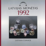Набор монет Латвии в буклете. 1992 год, Латвия. Набор монет Латвии в буклете. 1992 год, Латвия.
