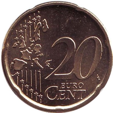 Монета 20 центов. 2004 год, Испания. Монета 20 центов. 2004 год, Испания.