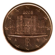 Монета 1 цент, 2008 год, Италия. Монета 1 цент, 2008 год, Италия.