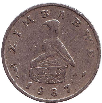 Монета 10 центов. 1987 год, Зимбабве. Баобаб. Монета 10 центов. 1987 год, Зимбабве. Баобаб.