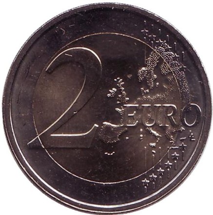 Монета 2 евро, 2009 год, Люксембург. 10 лет Экономическому и валютному союзу.