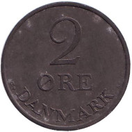 Монета 2 эре. 1967 год, Дания. Монета 2 эре. 1967 год, Дания.