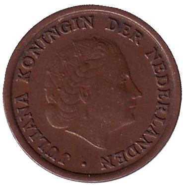Монета 1 цент. 1956 год, Нидерланды. Монета 1 цент. 1956 год, Нидерланды.