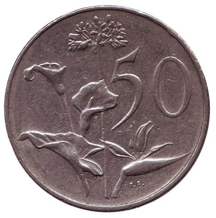 Монета 50 центов. 1976 год, ЮАР. Окончание президентства Якобуса Йоханнеса Фуше.