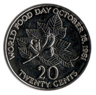 Монета 20 центов. 1981 год, Ямайка.