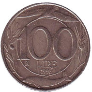Монета 100 лир. 1996 год, Италия. Монета 100 лир. 1996 год, Италия.