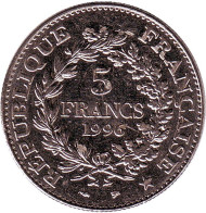 Монета 5 франков. 1996 год, Франция. Нечастая. 200 лет французскому десятичному франку. Монета 5 франков. 1996 год, Франция. Нечастая. 200 лет французскому десятичному франку.