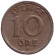 Монета 10 эре. 1940 год, Швеция. (Никелевая бронза)