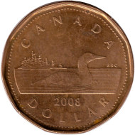 Монета 1 доллар. 2008 год, Канада. Утка. Монета 1 доллар. 2008 год, Канада. Утка.