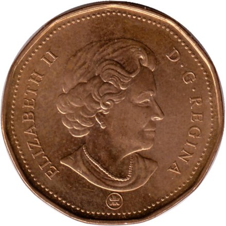 Монета 1 доллар. 2008 год, Канада. Утка. Монета 1 доллар. 2008 год, Канада. Утка.