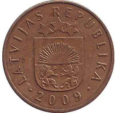 Монета 5 сантимов. 2009 год, Латвия. Из обращения. Монета 5 сантимов. 2009 год, Латвия. Из обращения.