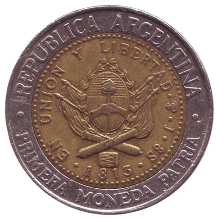 Монета 1 песо. 1994 год, Аргентина.