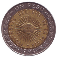 Монета 1 песо. 1994 год, Аргентина. Монета 1 песо. 1994 год, Аргентина.