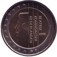 Монета 2 евро. 2002 год, Нидерланды. Монета 2 евро. 2002 год, Нидерланды.