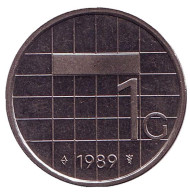 Монета 1 гульден. 1989 год, Нидерланды.