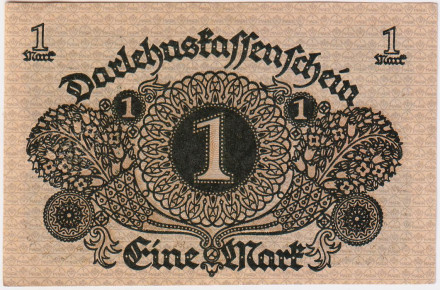 Банкнота 1 марка. 1920 год, Веймарская республика. P-58. Из обращения.