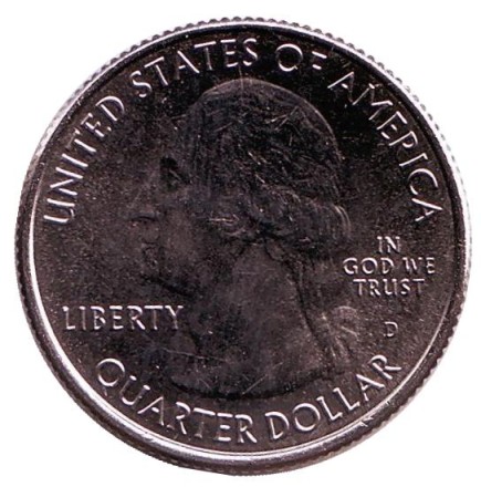 Монета 25 центов (P). 2019 год, США. Национальный исторический парк Лоуэлл. Парк № 46.