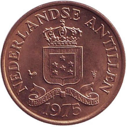 Монета 2,5 цента. 1975 год, Нидерландские Антильские острова. UNC. Монета 2,5 цента. 1975 год, Нидерландские Антильские острова. UNC.