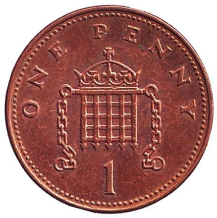 Монета 1 пенни. 2008 год, Великобритания. Старый тип.