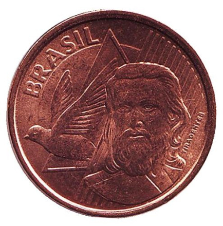 Монета 5 сентаво. 2015 год, Бразилия. UNC. Тирадентис.