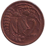 Монета 2 цента. 1987 год, Новая Зеландия. Цветки куаваи.