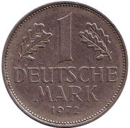 Монета 1 марка. 1972 год (J), ФРГ.