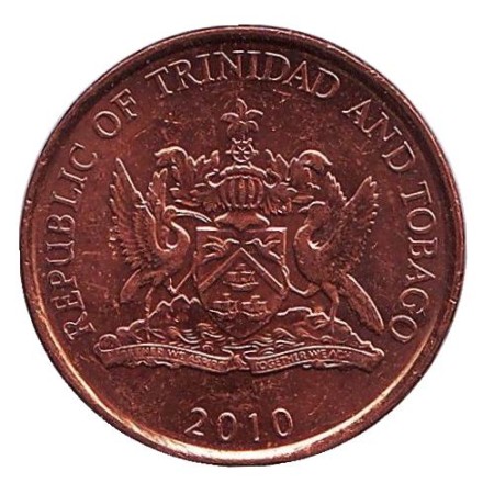 Монета 5 центов. 2010 год, Тринидад и Тобаго. Райская птица.