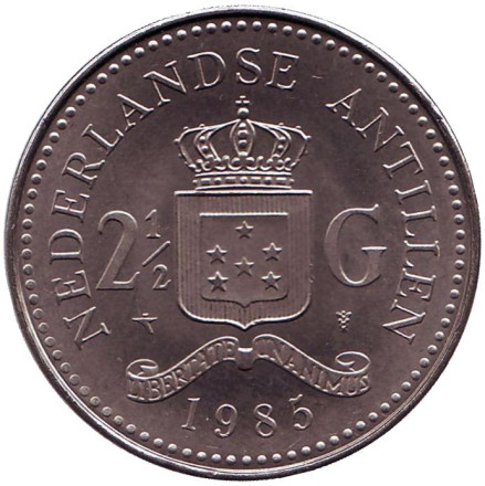 Монета 2,5 гульдена. 1985 год, Нидерландские Антильские острова.