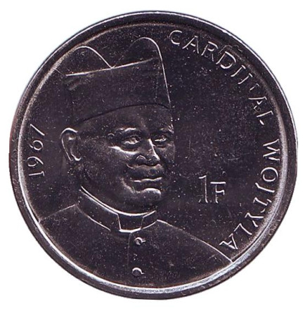 Монета 1 франк. 2004 год, Конго. Кардинал Войтыла. 25 лет правления Иоанна Павла II.